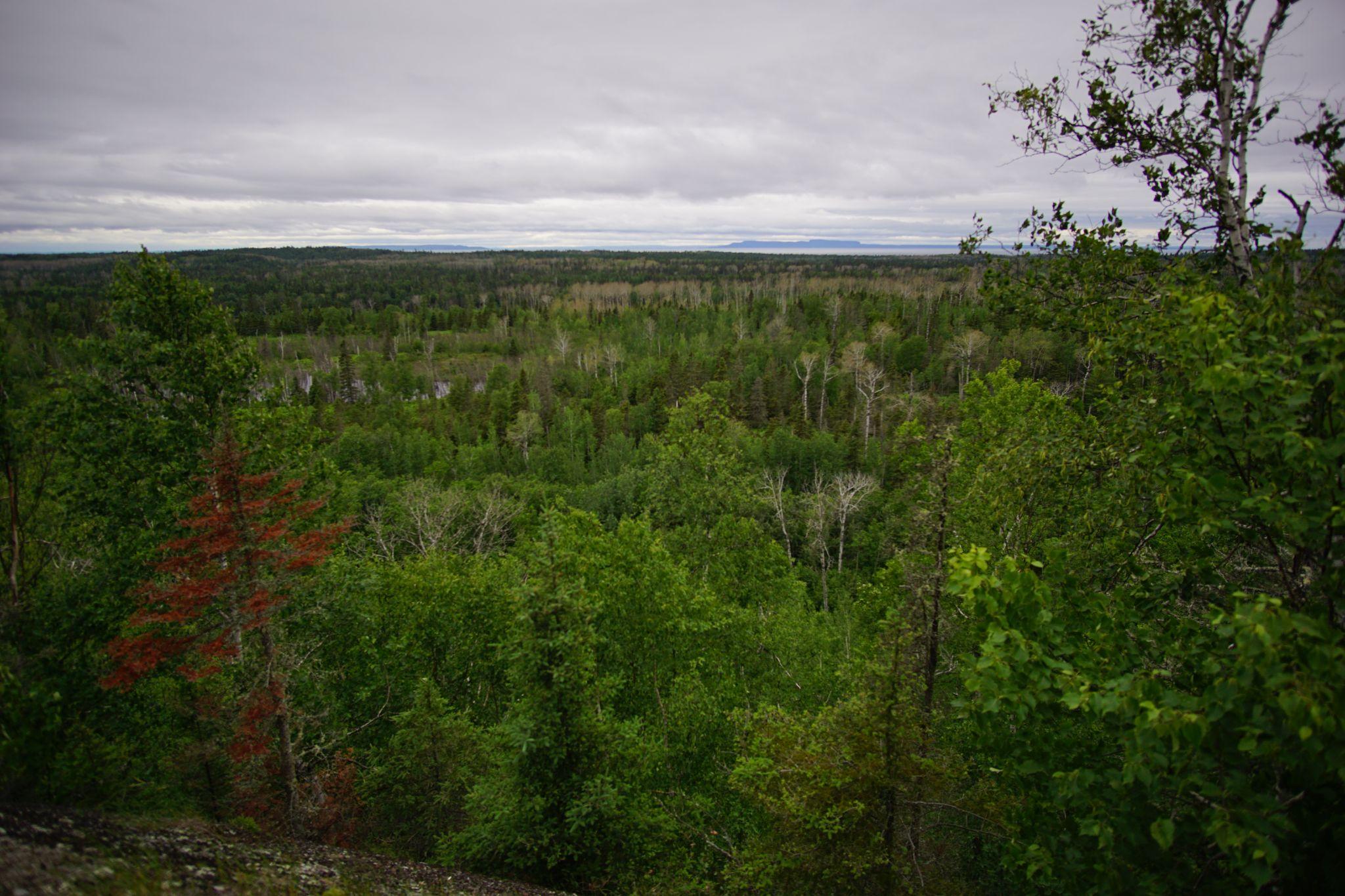 On top of the ridge, seeing Canada and the shoreline of where our night’s campsite was to be.